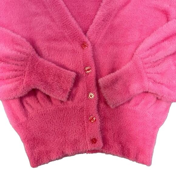 L Space Daydreamin Button Front Cardigan Barbie Pink Knit Fuzzy Cozy XL Coquette - Picture 4 of 11